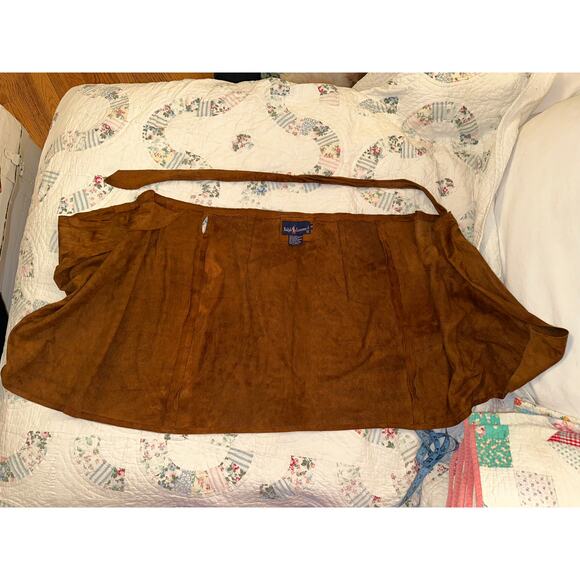VINTAGE RALPH LAUREN SUPPLE LAMB SUEDE WRAP SKIRT - Picture 5 of 6